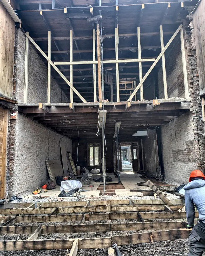 Rear wall opened up over two floors